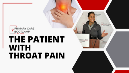 Get started with treating the patient suffering from throat pain.